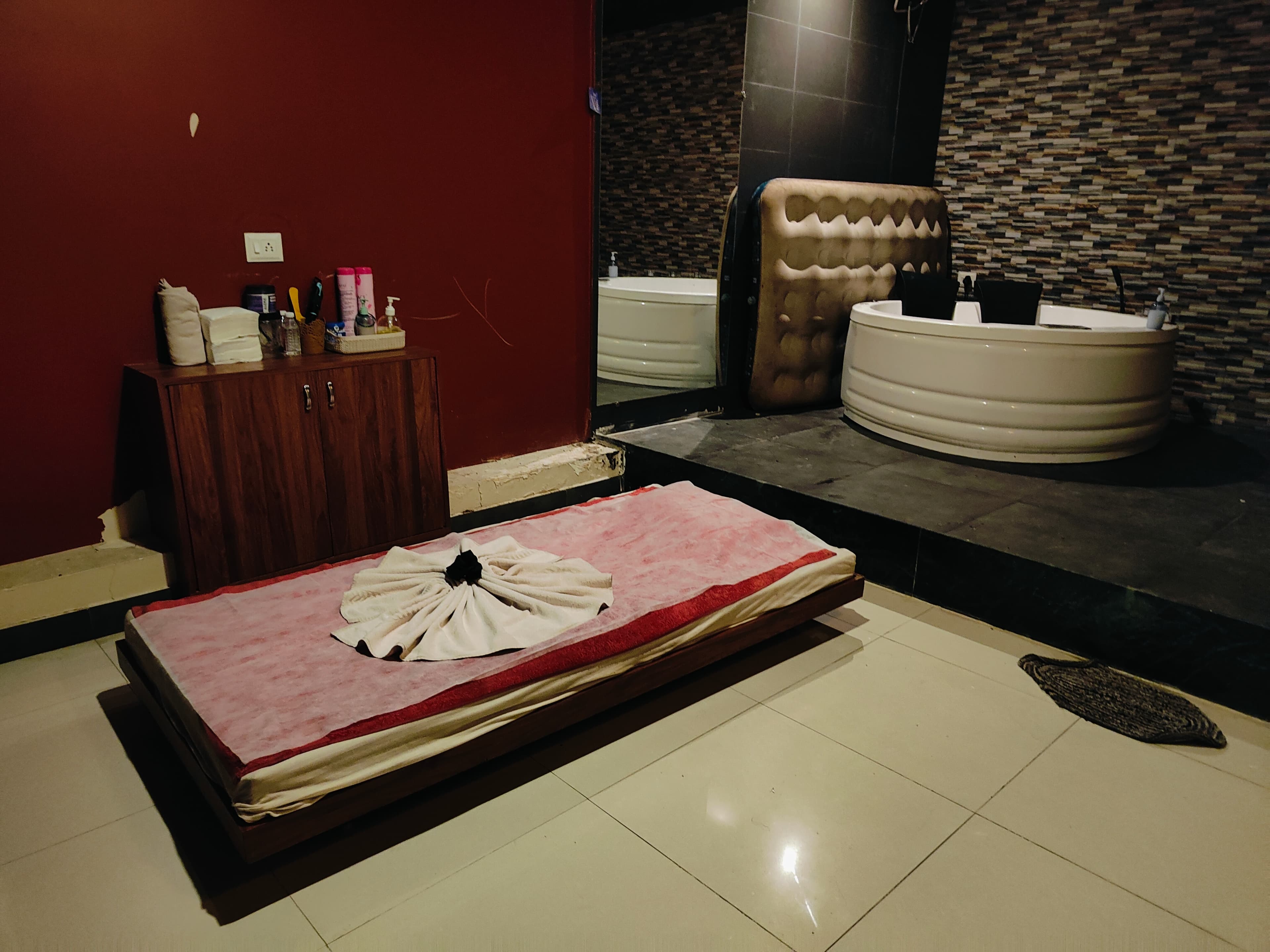 Aromatherapy massage setup at Kiyora Thai Spa